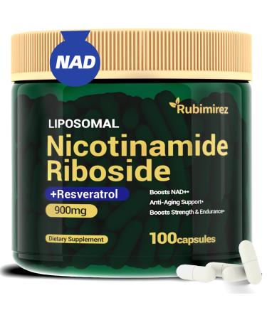 NAD+ Supplement with Nicotinamide Riboside & Resveratrol 900mg Anti-Aging Support for Women & Men NMN Alternative Vegan Non-GMO - 100 Capsules 100 Count (Pack of 1)