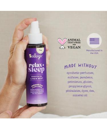 Oilogic Relax & Sleep Essential Oil Linen Spray - 100% Pure Essential Oils Promotes Restful Sleep Comfort & Wellness - Aromatherapy Mist for Beddings Pillows Blankets Pajamas & More 4 Oz - Buy Online on GoSupps.com