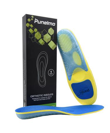 Punelmo Sport Running Insoles TPU Arch Support Insoles  Gel Shock Absorption Shoe Insert Plantar Fasciitis and Flat Feet Pain Relief Orthotics in Men and Women Blue XS (Men 5.5-6.5 /Women 7-8)