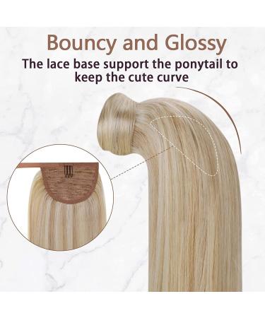 Buy Runatur 45cm Real Hair Ponytail Extensions with Ash Blonde & Blonde Highlights - 80g Braid Extensions #18p613 for Perfect Style - Buy Online on GoSupps.com