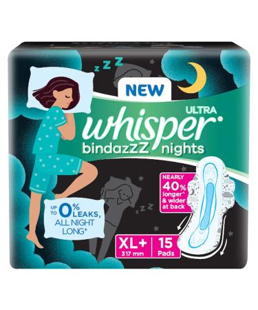 Whisper Ultra Night Sanitary Pads for Women XL+ 15 Napkins