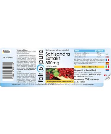 Fair & Pure - Schisandra Extract 500mg - vegan - WuWeiZi - 120 capsules - Buy Online on GoSupps.com