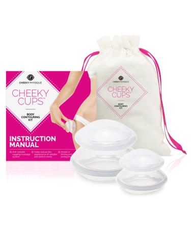 Cheeky Cups Cellulite Suction Cup Set - Anti Cellulite Cupping Massage for Skin Firming and Lymphatic Drainage - Vacuum Therapy Body Contouring Kit Include 2 Silicone Cups for Legs  Buttocks  Thighs