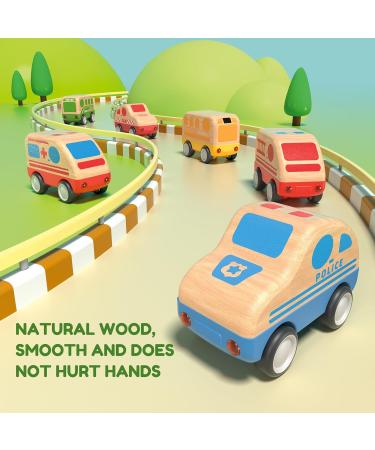 Wanborns 3PC Wooden Toy Vehicles Set - Cars Ambulances & School Bus | Educational Early Learning Toys for Toddlers Age 2-3 | Perfect Birthday Gift for Young Girls - Buy Online on GoSupps.com
