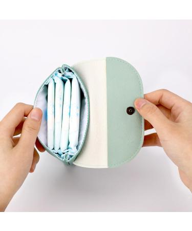Sanitary Napkin Storage Bag 2 Pcs Period Pouch Organizer for Menstrual Pad & Tampon - Portable Feminine Hygiene Kit for Women/Girls (Green & Blue) - Buy Online on GoSupps.com