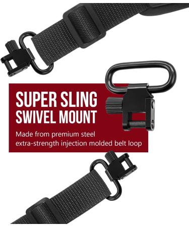 Braudel Two Point Rifle Sling with Mil-Spec Swivels - Durable Neoprene Pad, Length Adjuster - Ideal for Outdoor Hunting - Black - Buy Online on GoSupps.com