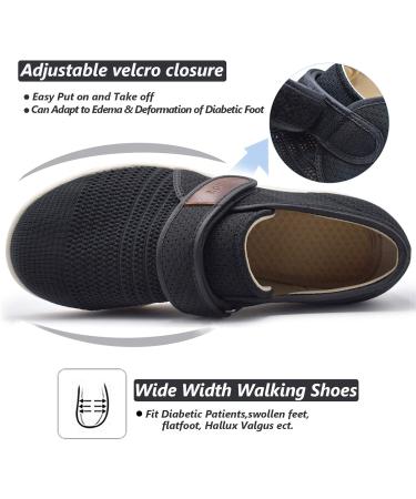 Men's Diabetic Shoes - Adjustable Closure, Non-Slip, Wide Width - 10.5 Wide - Ideal for Elderly, Edema, Plantar Fasciitis - Black - Buy Online on GoSupps.com