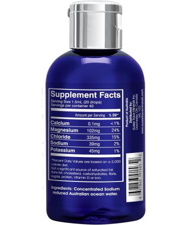 Aussie Trace Minerals - Magnesium Rich Low Sodium Complete Electrolyte Drops for Hydration Energy & Recovery - 2oz / 60ml Liquid Supplement - Vegan Keto Friendly - Buy Online on GoSupps.com