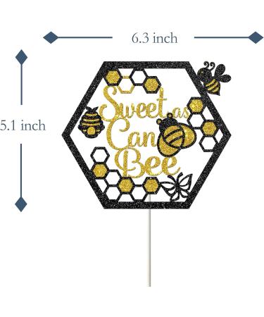 Tenhaisi Sweet as Can Bee Cake Topper - Bumblebee Theme Birthday/Baby Shower/Gender Reveal/Engagement/Wedding Party Cake Decors Photo Booth Props - Gold&Black Glitter Cake Topper - Buy Online on GoSupps.com