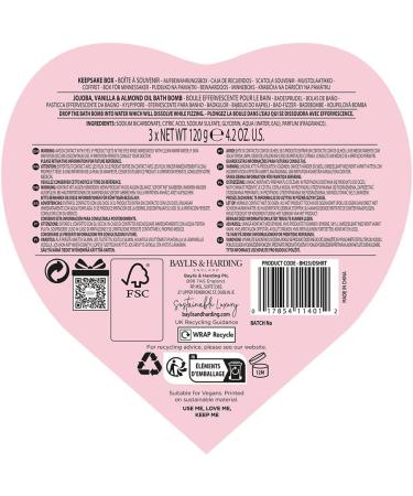 Baylis & Harding Jojoba Vanilla & Almond Oil Bath Bomb Heart Trio Gift Set - Vegan Friendly - Buy Online on GoSupps.com