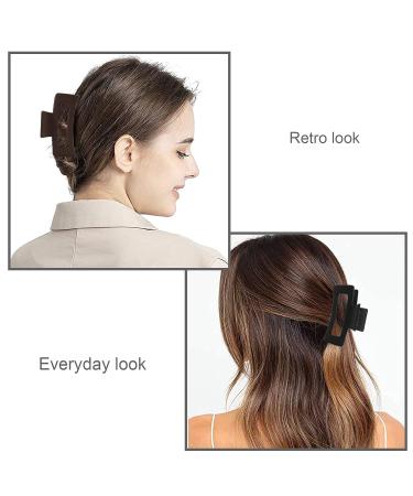 YEEPSYS Hair Claw Clips for Women and Girls - Strong Hold Hair Accessories (Pack of 2) - 3.5 inch Matte Black+ Dark Brown - Buy Online on GoSupps.com