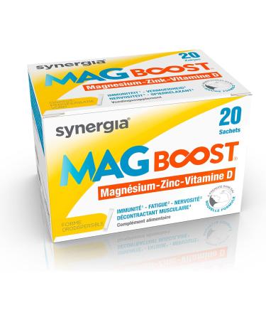 MAG BOOST 20 Sachets | Triple Action on Immunity Fatigue and Nervousness | A Synergy of Highly Assimilable Liposomal Magnesium Vitamin D and Zinc | SYNERGIA laboratory - Buy Online on GoSupps.com