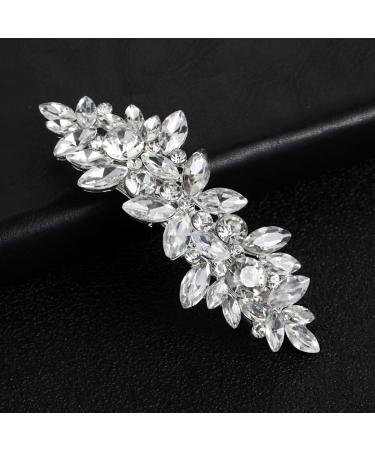Silver Rhinestones Bridal Hair Clips - French Crystal Glass Wedding Hairpins for Bride & Bridesmaids - Buy Online on GoSupps.com