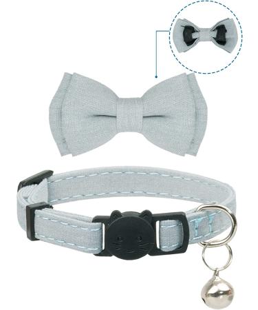 Gyapet Cat Collar Breakaway Bowtie Safety Set - Adjustable Kitten Puppy Collars with Bell - Solid Plaid Colors (Pink & Blue) - 2pcs - Buy Online on GoSupps.com