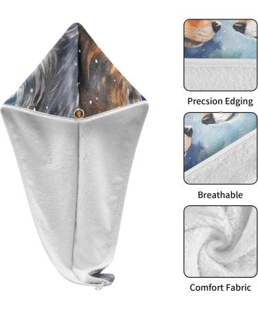 Grey Brown Wolf Hair Towel 2 Pack | Super Absorbent Quick Dry Hair Turbans for Women & Girls - Perfect Hair Drying Solution - Buy Online on GoSupps.com