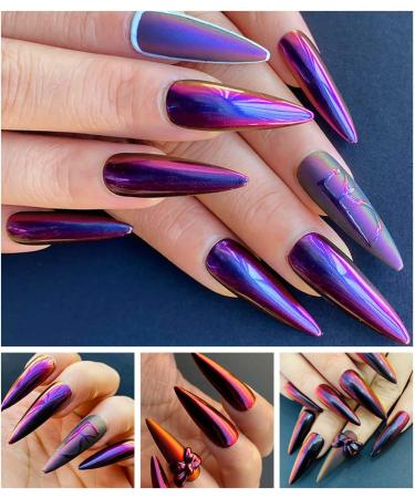 Chameleon Nail Chrome Powder Set - 12 Colors (Rose Gold, Purple) | High Gloss Reflective Effect Glitter Metallic Pigment | Includes 12 Eye Shadow Brushes - Buy Online on GoSupps.com
