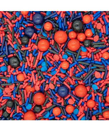 Spiderman Sprinkles for Cake, Cookie, Cupcake Decorating, and Baking - Fancy Edible Spiderman Cake Decorations Sprinkles and Toppings in Red, Blue, and Black Jimmies, Nonpareils, Sugar Pearl Sprinkles Spider Web