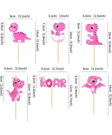 Cyodoos 36 Piece Dinosaur Cupcake Toppers Baby Dinosaur Cupcake Children's Birthday Party Cake Decorative Supplies Perfect for Dinosaur Parties and Boys and Girls' Birthday Party Decorative Supplies Pink - Buy Online on GoSupps.com