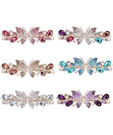 Elegant Butterfly Crystal Rhinestone Vintage Hair Clips for Women - Stylish Wedding Hair Accessories for Thick & Thin Hair - Lichengtai Hair Jewelry in Purple - Buy Online on GoSupps.com