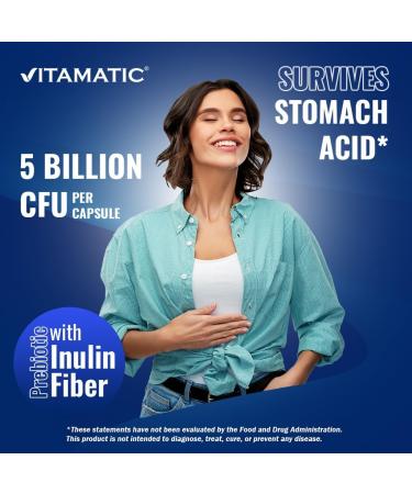 Vitamatic Bifidobacterium Infantis - 5 Billion per DR Capsule - 60 Count - Digestive Support - Made with Prebiotic Inulin Fiber - Buy Online on GoSupps.com