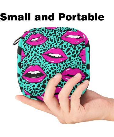 Pink Lips Leopard Menstrual Pad & Cup Pocket - Zippered Reusable Eco-Friendly for Teenagers & Women - Buy Online on GoSupps.com