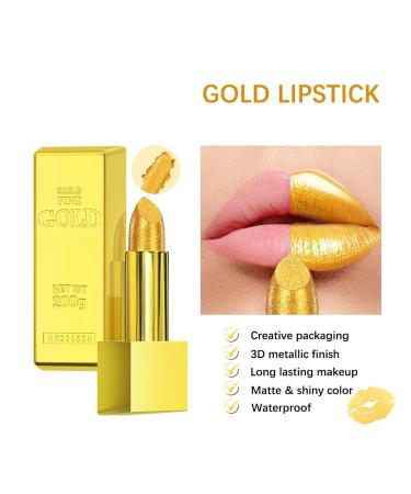Naroote Gold Lipstick | Waterproof Glitter Lip Gloss | Long Lasting High Pigment Lip Makeup for Women - 3.5g - Buy Online on GoSupps.com