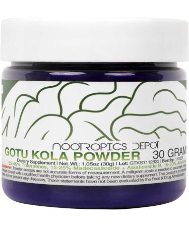 Nootropics Depot Gotu Kola Extract Powder - 30g Centella Asiatica | 35-45% Triterpenes | Premium Nootropic Supplement - Buy Online on GoSupps.com