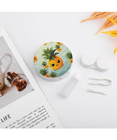 Cute Pineapple Print Contact Lens Case | Durable Plastic Travel Box & Lens Care Storage - Buy Online on GoSupps.com