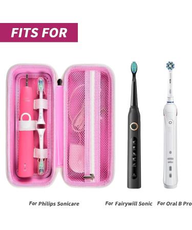 Travel Etui for Philips Sonicare ProtectiveClean 4100/5100/6500/7500 & Oral-B Pro - Pink Rechargeable Toothbrush Bag - Buy Online on GoSupps.com