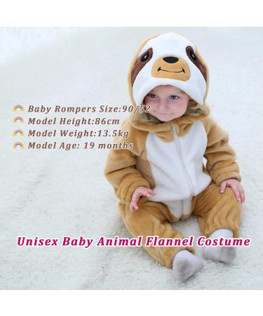 Doladola Baby Sloth Hooded Onesie | Infant Pajamas Romper 0-3 Months - Buy Online on GoSupps.com