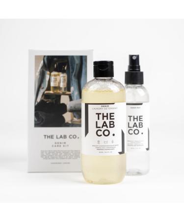 The Lab Co. Denim Care Kit - Non-Bio Laundry Detergent Wash 300ml and Fabric and Textile Dedoriser Freshener Mist Spray 150ml. Bergamot Orange & Black Pepper