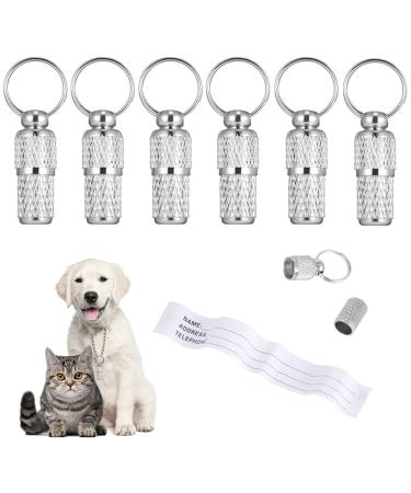 Tiopeia 6 pieces of address pendants for dogs cats Id day dog brand animal brand with key rings and waterproof pill box for cat neck dog hollow band