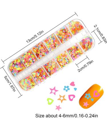 Flower Nails Flakes 12 Colors Nails Art Nail Sequins Nail Glitter Mix Color Fluorescent(02) - Buy Online on GoSupps.com