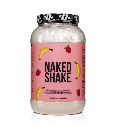 Naked Shake  Vegan Protein Powder, Strawberry Banana  Flavored Plant Based Protein from US & Canadian Farms with MCT Oil, Gluten-Free, Soy-Free, No GMOs or Artificial Sweeteners  2.1 Pounds Strawberry Banana 30 Servings