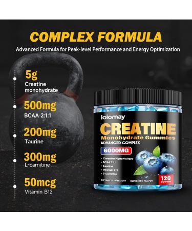Creatine Monohydrate Gummies for Men & Women 5g Vegan Creatine Gummy with Taurine for Build Muscle Boost Energy & Strength Blueberry Flavor Chewable Sugar-Free Pre Workout Supplements 120 Count - Buy Online on GoSupps.com
