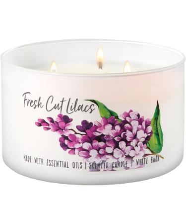 Buy Bath and Body Works White Barn 3 Wick Low Profile Scented Candle - Fresh Cut Lilacs 14.5 oz with Essential Oils | International Shipping Available - Buy Online on GoSupps.com
