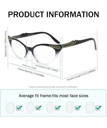 Eyekepper Cateyes Women's Reading Glasses 2.50 - Black-Transparent Stylish & Comfortable Worldwide Shipping - Buy Online on GoSupps.com