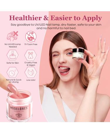 32 Pcs Dip Powder Nail Kit - Modelones 20 Colors Nude Pink Dipping Powder Set for DIY Manicure & Nail Art - TopBase Coat & Activator Included - Buy Online on GoSupps.com