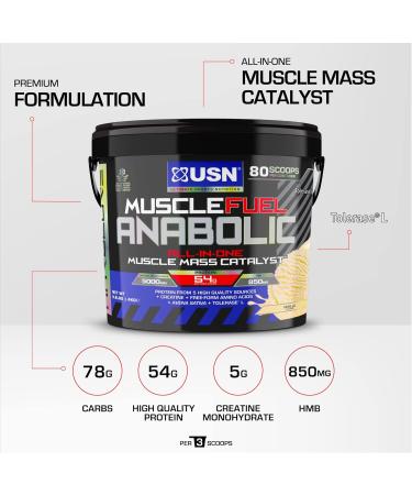 USN Muscle Fuel Anabolic Variety Protein Powder 4kg - Cookies & Cream Flavor for Muscle Gain - Workout-Boosting Formula - Pack of 1 - Buy Online on GoSupps.com