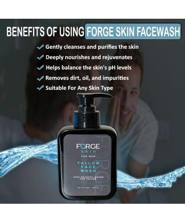 Forge Tallow Face Wash - Nourishing & Hydrating Facial Cleanser for All Skin Types | 150 mL Anti-Aging Acne Control & Pore Minimizer for Men & Women - Buy Online on GoSupps.com