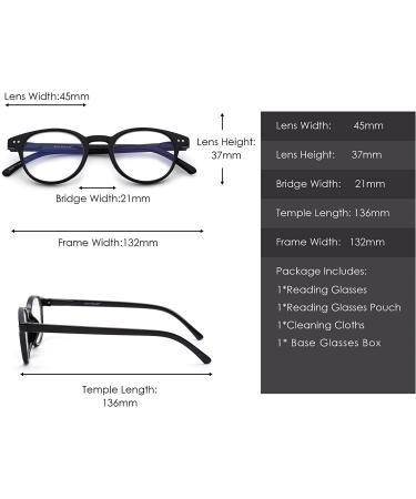 Anti Blue Light Retro Spring Hinge Round Computer Reading Glasses - Shiny Black 0.0x - Buy Online on GoSupps.com