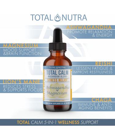Lions Mane Liquid Mushroom Complex 5-in-1 Stress Relief Supplement with Ashwagandha and Magnesium Citrate - Natural Calm Sleep and Immune Support - 2oz - Buy Online on GoSupps.com