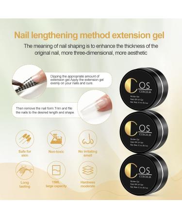 COSCELIA Builder Gel Set - Pink Clear & White UV Gel for Nail Extensions - 6 x 15ML - Perfect for Beginners - DIY Gel Nails - Buy Online on GoSupps.com