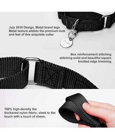 Durable Martingale Dog Collar - Adjustable No Escape Nylon for Medium Dogs (1in x 14-21in) - Black - Buy Online on GoSupps.com