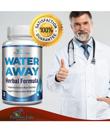 Water Away Herbal Diuretic - Natural Water Pills for Bloating Relief & Weight Loss - Dandelion & Green Tea Detox Cleanse - Urinary Health Support - Non-GMO, 60 Capsules - Buy Online on GoSupps.com