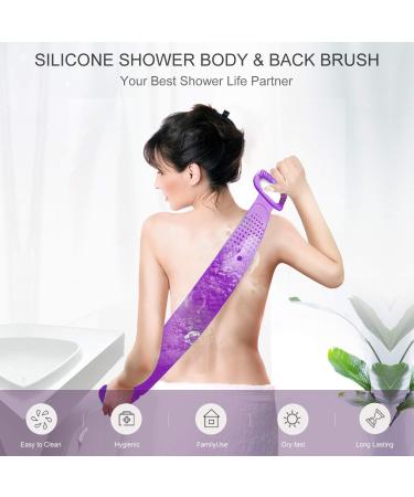 Extended Silicon Body Bath Brush Scrubber for Shower - Gentle Exfoliating Loofahs - Easy to Clean Washer (Purple) - Buy Online on GoSupps.com