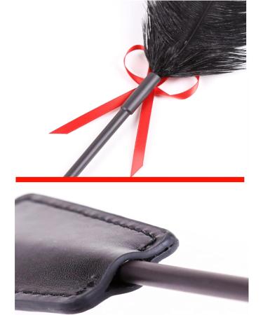 Feather Tickler Blindfold Set - Faux Leather & Lace Eye Mask with Silk Sleep Mask - Buy Online on GoSupps.com