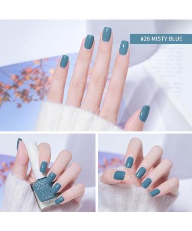 TBeautfave Blue Nail Varnish Nail Polish Quick Dry Long Lasting Nail Polish Non-Toxic Breathable Nail Polish No Need Cure Nail Gel Polish Nail Varnish at Home Manicure 26 Haze Blue - Buy Online on GoSupps.com