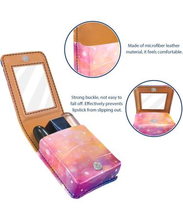 Mini Leather Lipstick Case with Mirror | Pink Fantasy Lip Gloss Organizer - International Shipping Available - Buy Online on GoSupps.com