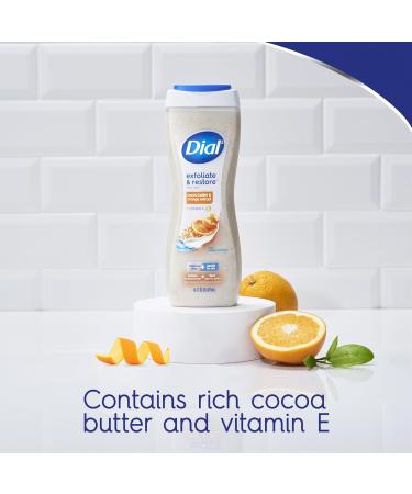 Dial Body Wash Exfoliate & Restore Cocoa Butter & Orange Extract 16 Fl Oz Pack of 4 With Vitamin E Gentle Leaves Skin Feeling Nourished Dermatologist-Tested No Parabens & Sulfates - Buy Online on GoSupps.com